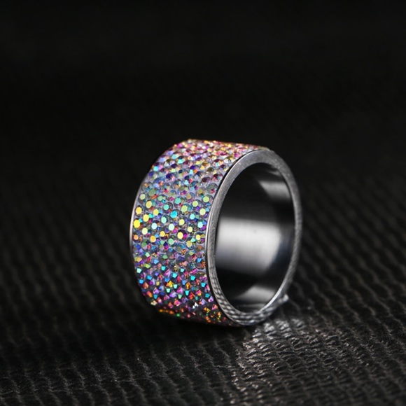 Stainless Steel CZ Crystal Ring Size 7-13 - Picture 2 of 4